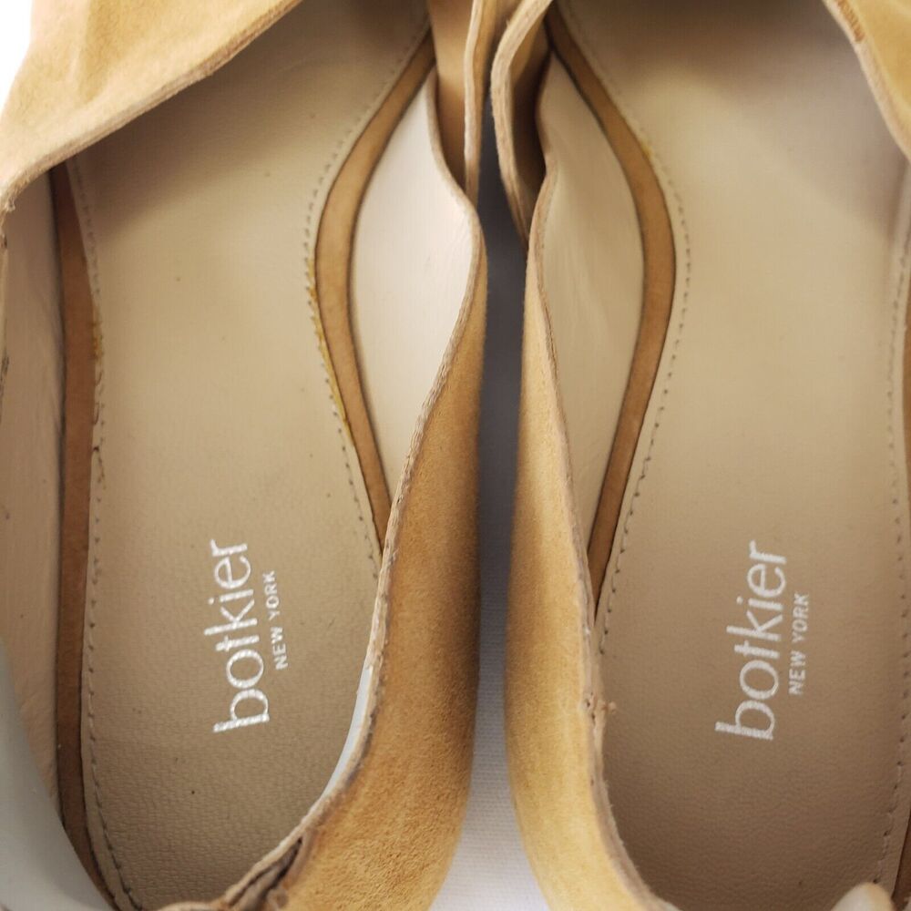 Botkier New York Womens Sz 7 Maxine Suede Tan Leather Zip Peep Toe Flats Shoes - Picture 10 of 13